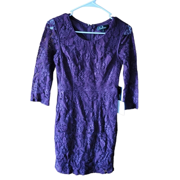 Lulus Dresses & Skirts - Lulus small purple lace mini pencil dress event homecoming bridesmaid wine